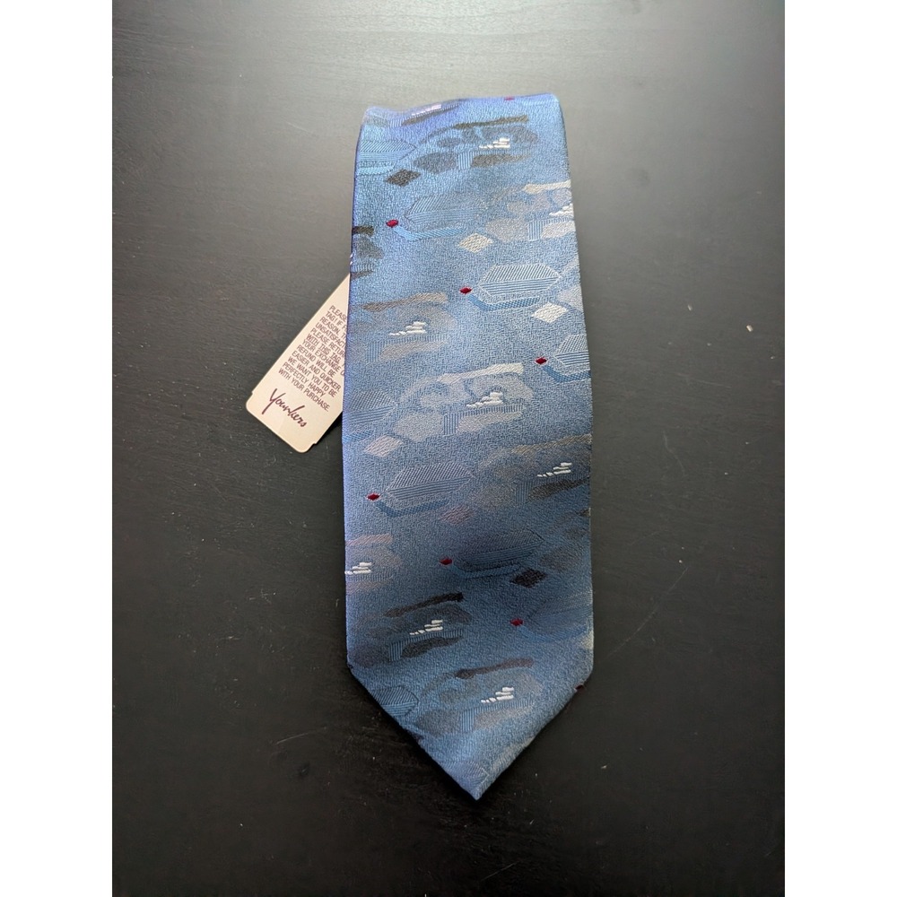 Vintage Andre Valentino Tie Necktie Blue Gray Abstract NWT 56"